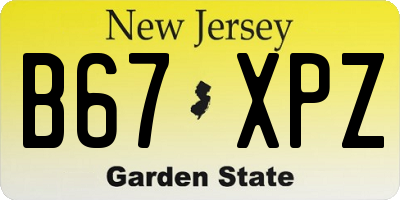 NJ license plate B67XPZ