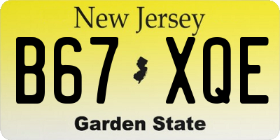 NJ license plate B67XQE