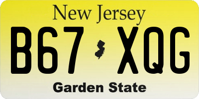 NJ license plate B67XQG