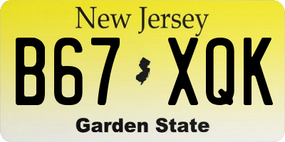 NJ license plate B67XQK