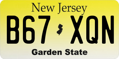 NJ license plate B67XQN