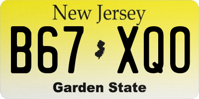 NJ license plate B67XQO