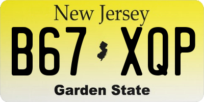 NJ license plate B67XQP