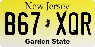 NJ license plate B67XQR
