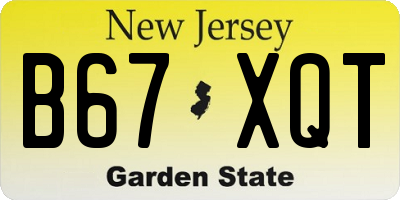NJ license plate B67XQT