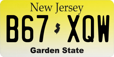 NJ license plate B67XQW