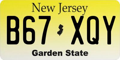 NJ license plate B67XQY