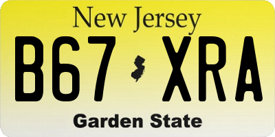 NJ license plate B67XRA