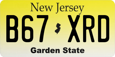 NJ license plate B67XRD