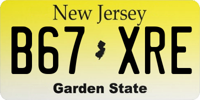 NJ license plate B67XRE
