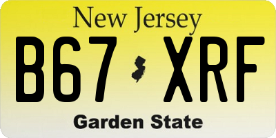 NJ license plate B67XRF