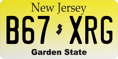 NJ license plate B67XRG