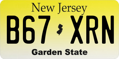 NJ license plate B67XRN