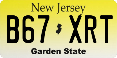 NJ license plate B67XRT