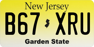NJ license plate B67XRU