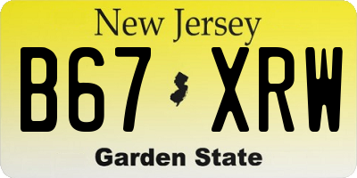 NJ license plate B67XRW