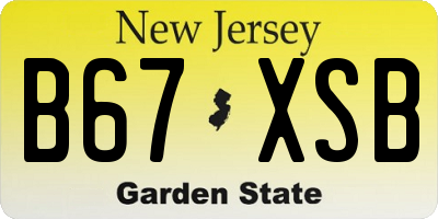 NJ license plate B67XSB