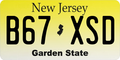 NJ license plate B67XSD