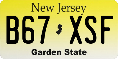 NJ license plate B67XSF