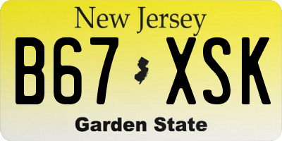 NJ license plate B67XSK