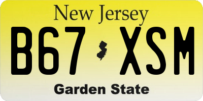 NJ license plate B67XSM