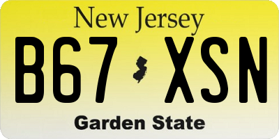 NJ license plate B67XSN