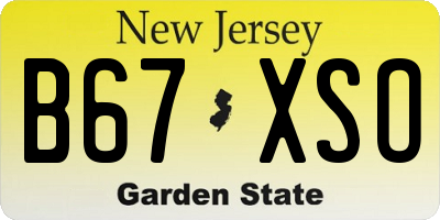 NJ license plate B67XSO