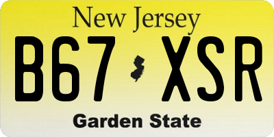 NJ license plate B67XSR