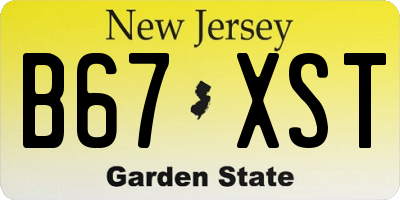 NJ license plate B67XST