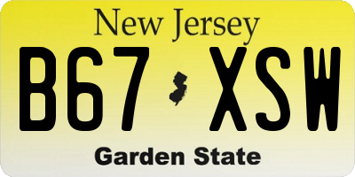NJ license plate B67XSW