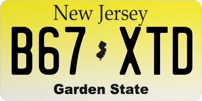 NJ license plate B67XTD