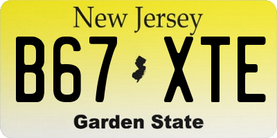 NJ license plate B67XTE