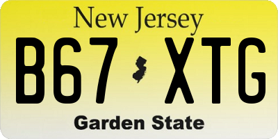 NJ license plate B67XTG