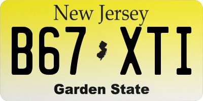NJ license plate B67XTI