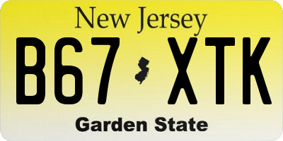 NJ license plate B67XTK