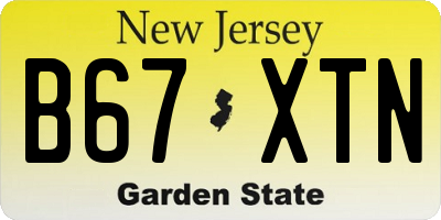 NJ license plate B67XTN