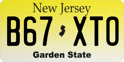 NJ license plate B67XTO