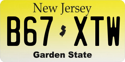 NJ license plate B67XTW