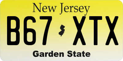 NJ license plate B67XTX