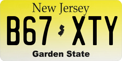 NJ license plate B67XTY