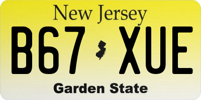 NJ license plate B67XUE