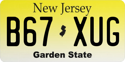 NJ license plate B67XUG