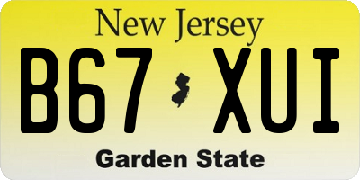 NJ license plate B67XUI