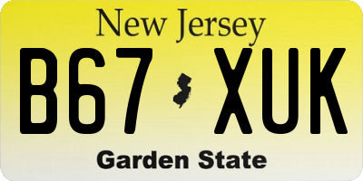 NJ license plate B67XUK
