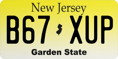 NJ license plate B67XUP