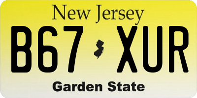 NJ license plate B67XUR