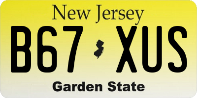 NJ license plate B67XUS