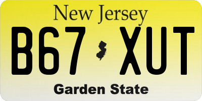 NJ license plate B67XUT