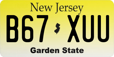 NJ license plate B67XUU