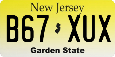 NJ license plate B67XUX